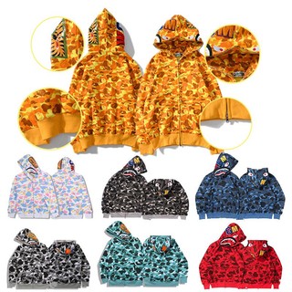 Phụ Nữ Bape Nam Ngụy Trang Zip Up Áo Khoác Cá Mập In Áo Khoác Dạo Phố Thời Trang