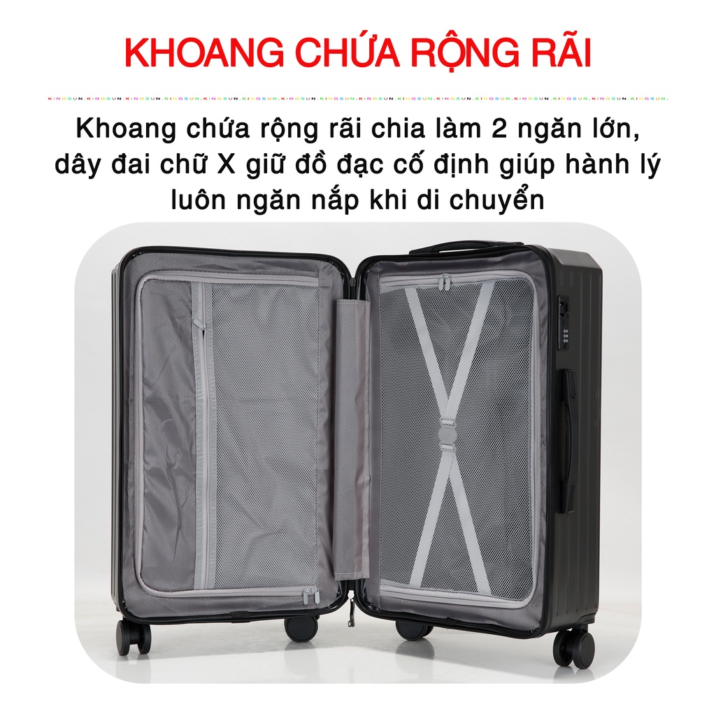 Mô tả Vali kéo du lịch Kingsun vali size20/24dáng hộp Khoá Kéo KS-P37 nhựa PC +ABS cao cấp chống va đập - 11
