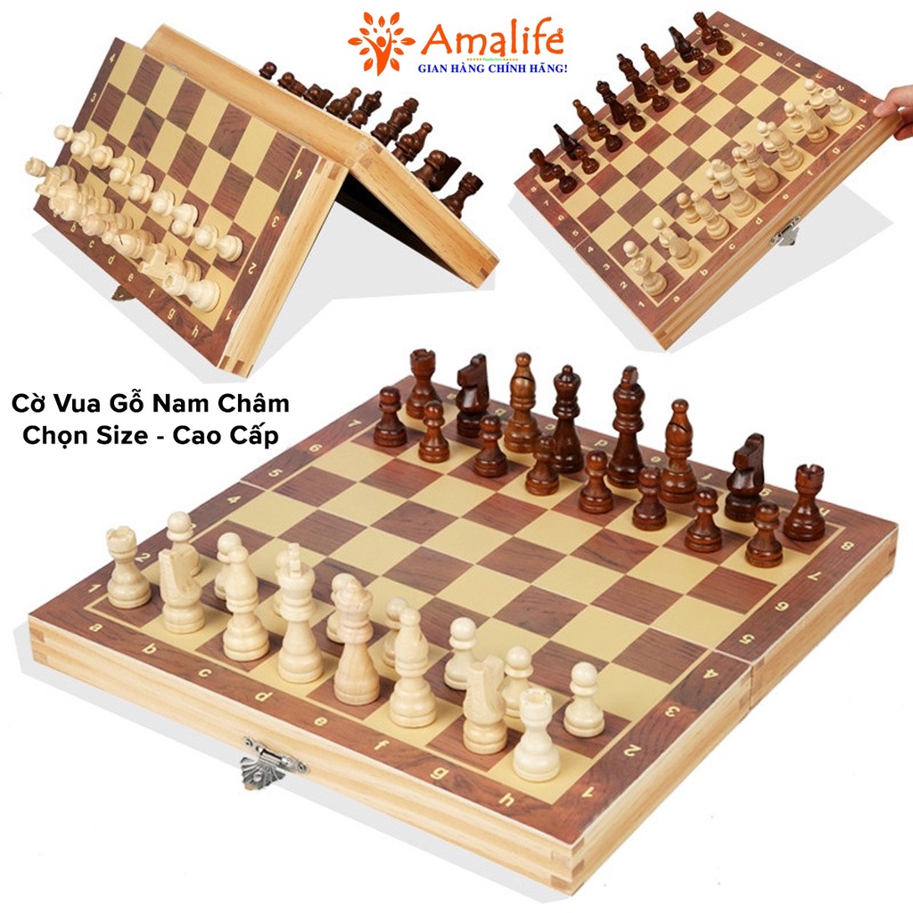 Mô tả Cờ Vua Gỗ Nam Châm Cao Cấp - Bộ Cờ Vua Cao Cấp Bằng Gỗ Thông Tự Nhiên Có Gắn Nam Châm Chính Hãng Amalife - 1