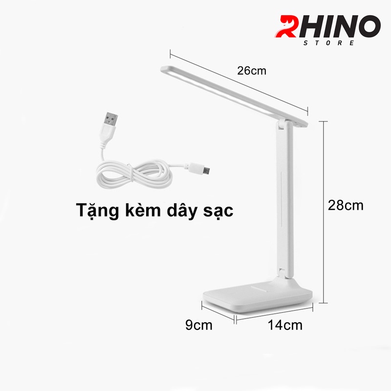 Mô tả Đèn học LED bảo vệ mắt chống cận cảm ứng Rhino L201, tích điện đa năng làm việc, để bàn học - 5