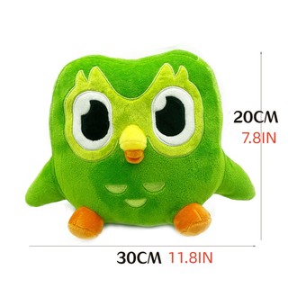 Duolingo nhiều nước láng giềng màu xanh lá cây cú mèo tím túm chị gái lông nhung búp bê ôm gối