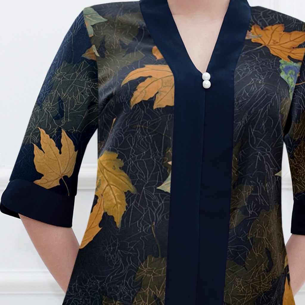 Mô tả Đồ Bộ Trung Niên GOTI Mặc Nhà Nữ Sang Trọng Chất Gấm Cao Cấp Cổ Chui Tay Lững Có Túi Pijama Lụa Cho Mẹ 3359 3360 - 8