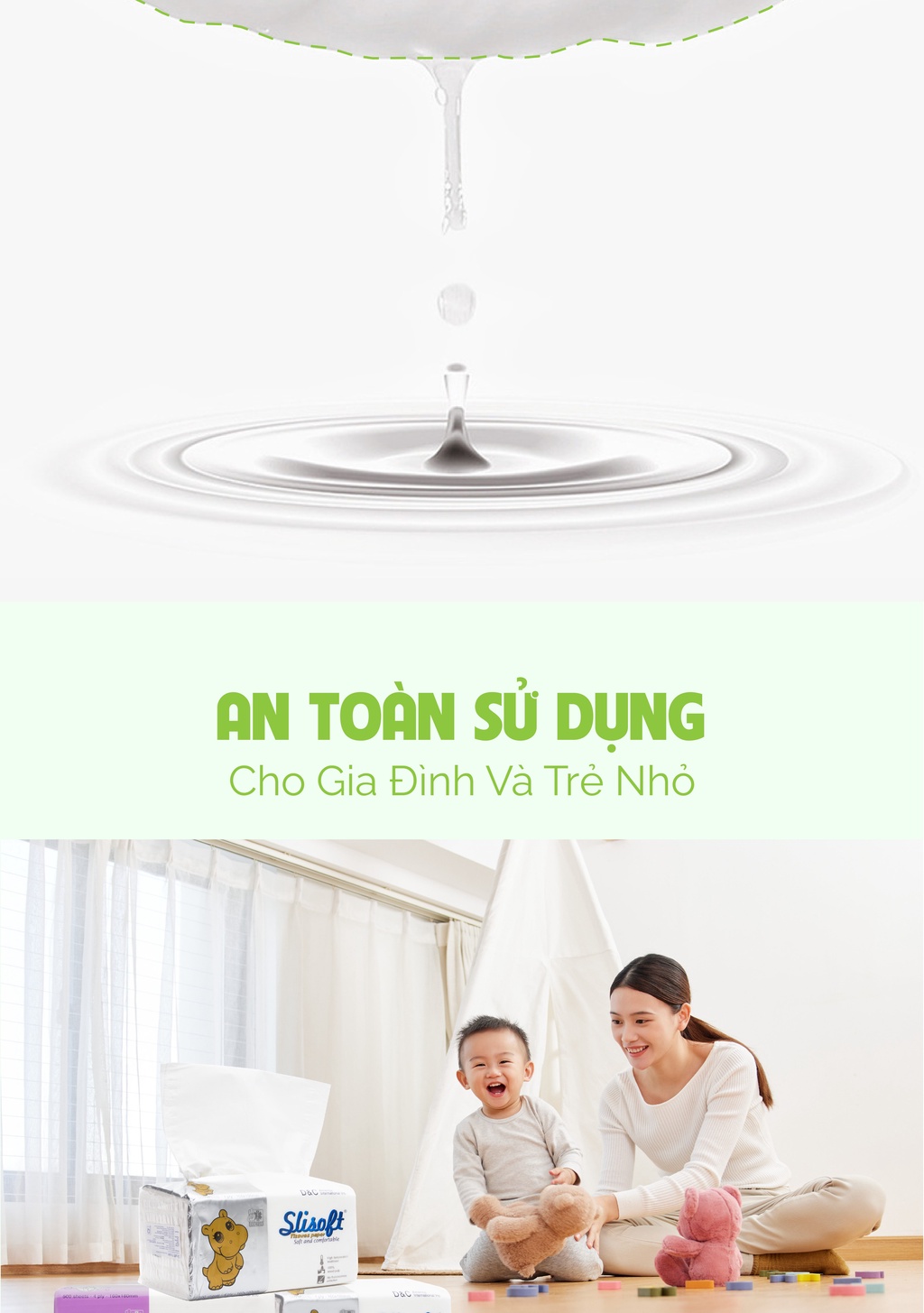 Mô tả Giấy ăn Slisoft Trắng tự nhiên thân thiện môi trường không chất tẩy trắng (5 gói) - 4