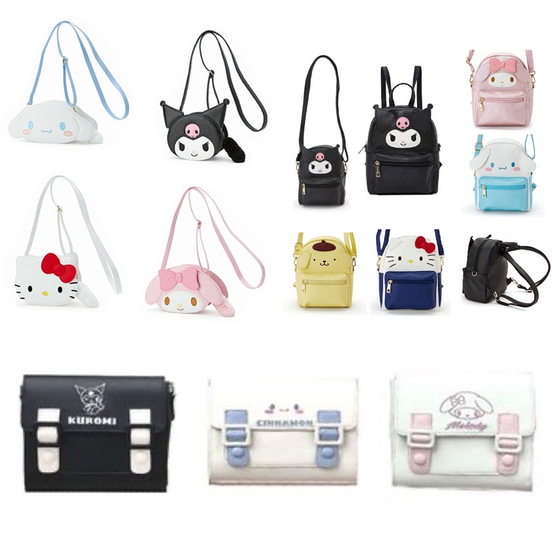Sanrio cute Hello Kitty Cinnamoroll Kuromi Melody Cartoon PU Leather Bag Mini Luxury Backpack For Girls gift