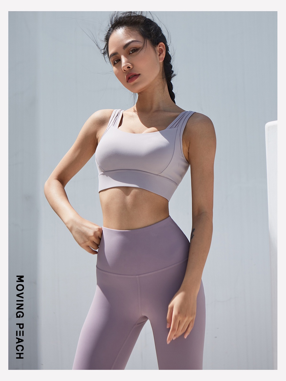 Mô tả MOVING PEACH Áo lót thể thao Hỗ trợ cao Đồ lót tập luyện chống va đập với miếng đệm cố định BBV - 8
