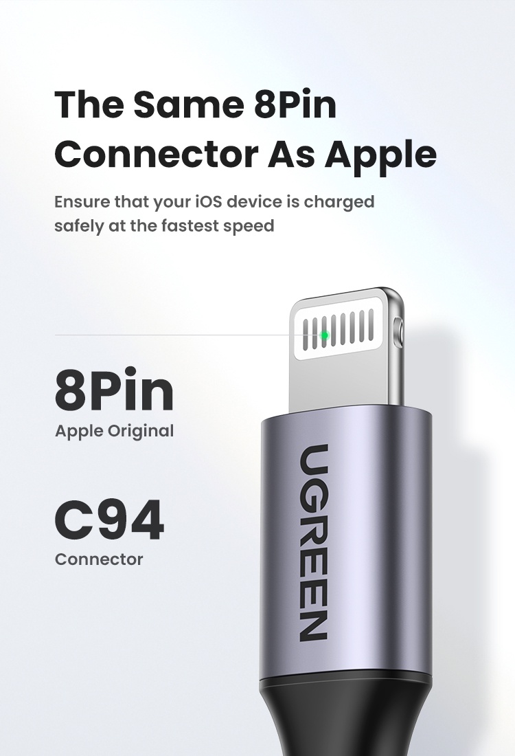 [Cho iPhone 8 -14 MFi] Cáp Sạc Nhanh UGREEN Nylon Dù USB-C to Lightning | Đạt chứng nhận MFi Apple | Chắn chắc - US304-cho iPhone 11 12 13 14/ iPad Pro Air/ Air Pod Pro – ảnh mô tả chi tiết 5