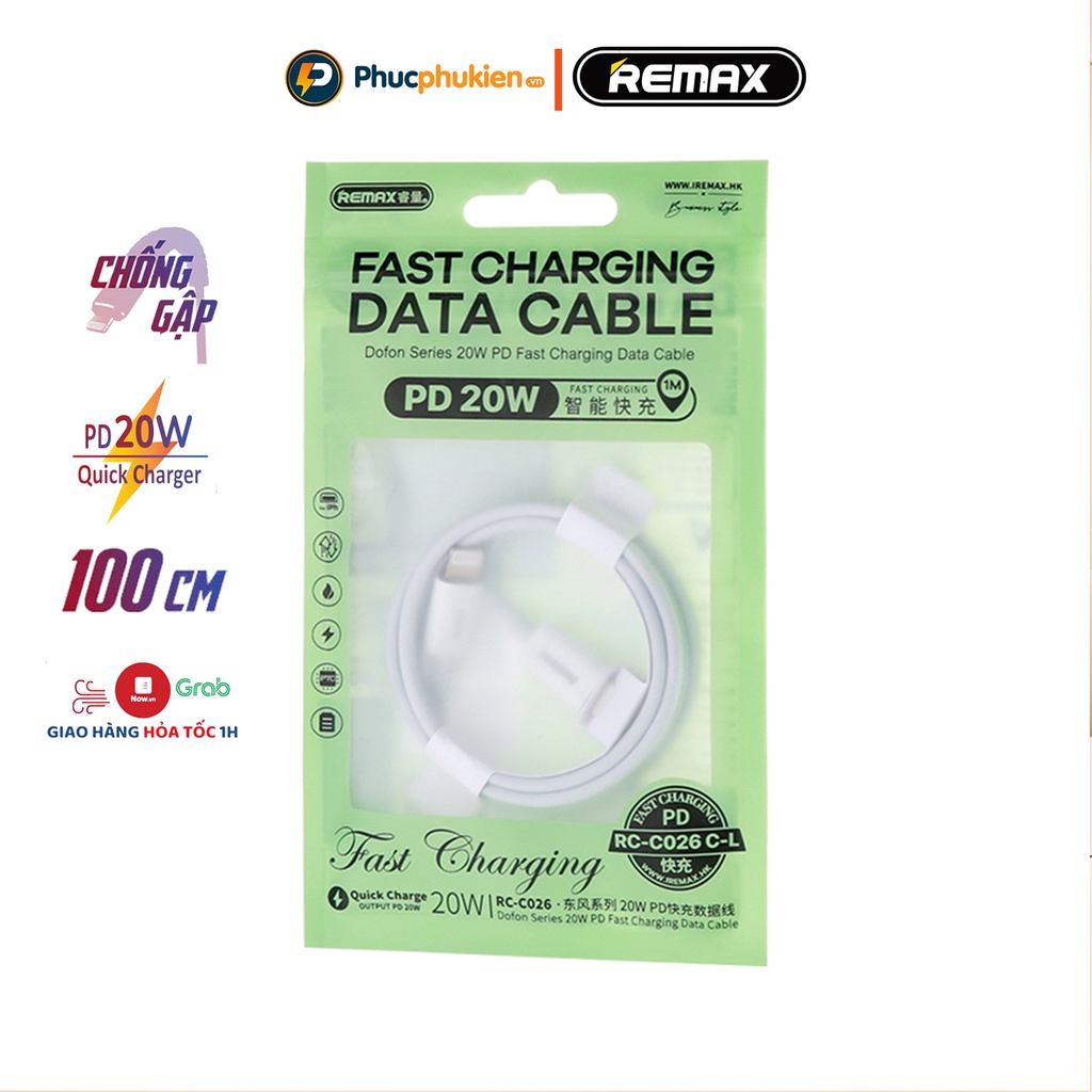 Mô tả Bộ sạc nhanh 20w + Dây sạc nhanh 20w chính hãng Remax U5 sạc đầy 50% pin chỉ trong 30p Phúc Phụ Kiện - 4