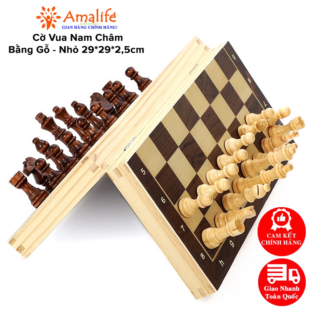 Mô tả Bộ Cờ Vua Nam Châm Bằng Gỗ Size Nhỏ 29*29*2.5cm Cao Cấp, An Toàn Chính Hãng Amalife - 1