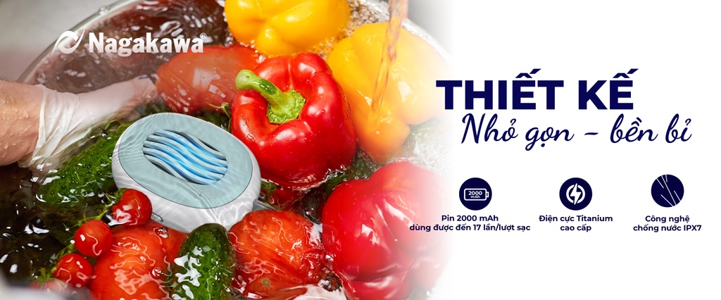 Mô tả Máy Khử Khuẩn Thực Phẩm Mini Cầm Tay NAGAKAWA NAG3902 Khử Trùng Diệt Khuẩn Hoa Quả Rau Củ Thịt Cá B.hành 1 Năm - 3