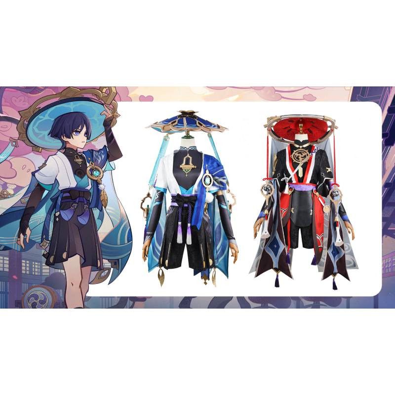 Tác Động Genshin Polyester Kunikurushi-Wanderer Wanderer Scaramouch Cosplay Mũ Tre Trang Phục Người Lớn