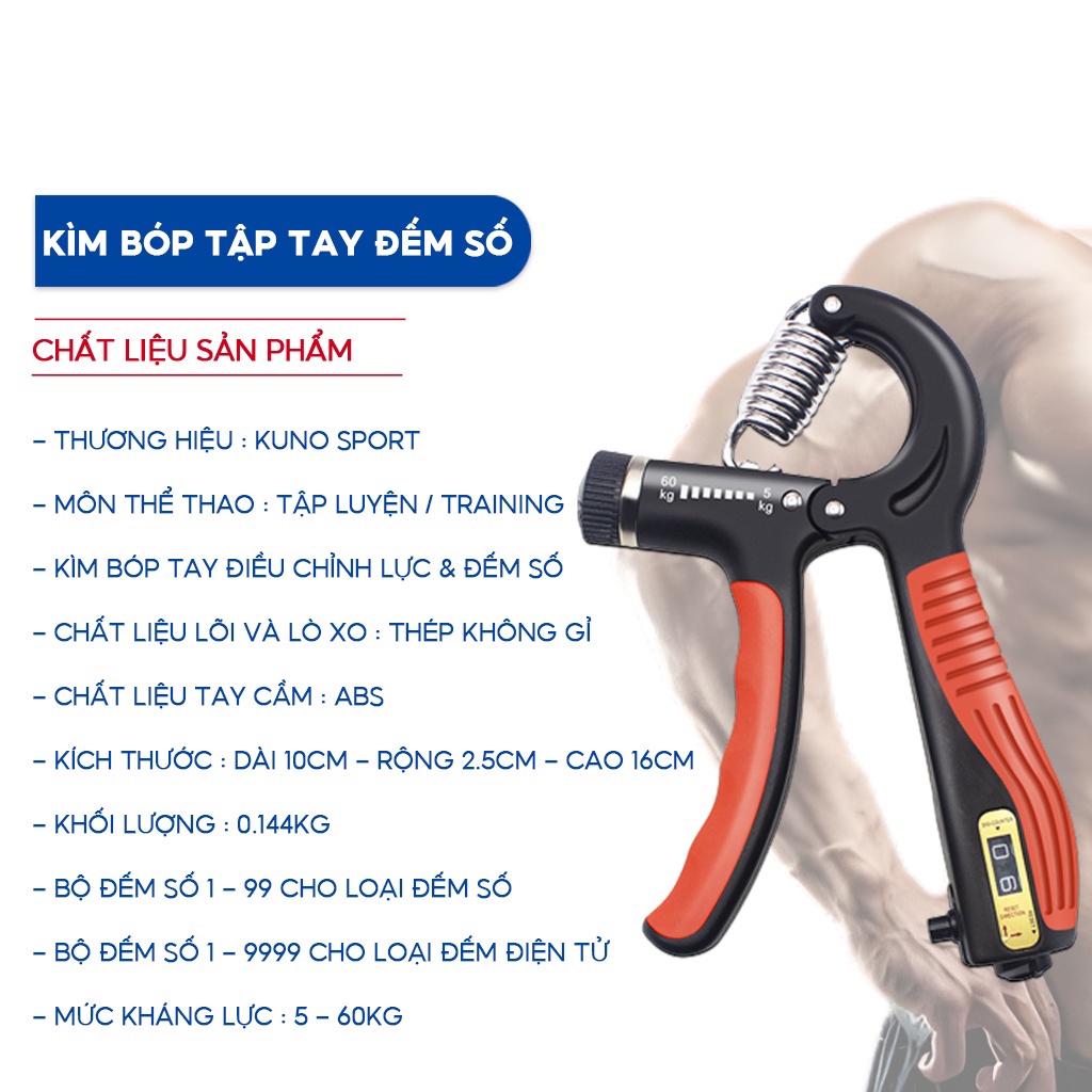 Mô tả Kìm Bóp Tay Kìm Tập Cơ Tay GUANG YU Dụng Cụ Tập Gym Tại Nhà Có Bộ Đếm Số Điều Chỉnh Lực Từ 5 đến 60KG - 3