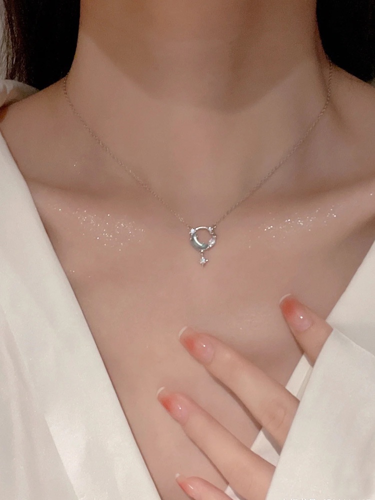 Mô tả Vòng cổ Mạ Bạc 17KM Mặt Trăng Và Ngôi Sao Đính Đá Zircon Xanh 17KM - 2