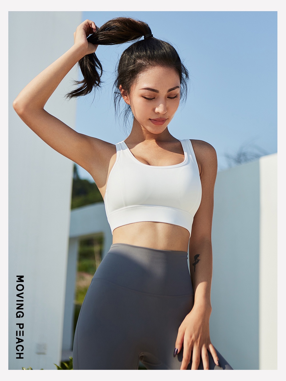 Mô tả Áo bra thể thao nữ MOVING PEACH có mút nâng ngực chất liệu thấm hút khô ráo nhanh chóng - 5