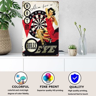 Vintage Phi Tiêu Trò Chơi Dấu Hiệu Retro Kim Loại Áp Phích Tín Hiệu Retro Mảng Bám Chơi Phi Tiêu Bỉ Đĩa Cho Nhà Để Xe Người Hang Nhà Quán Rượu Trang Trí