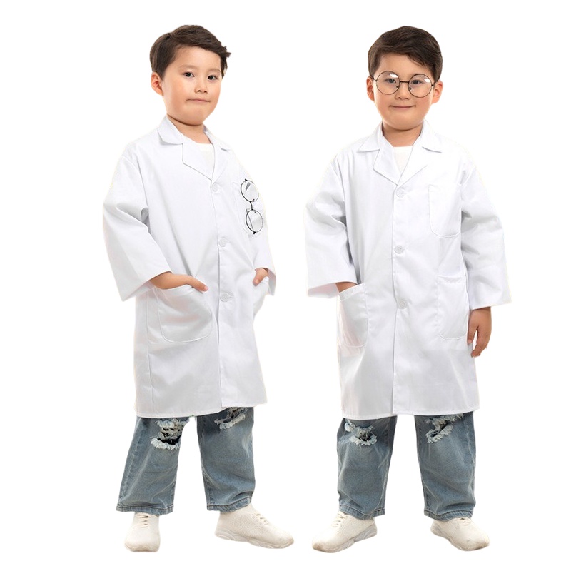 Trẻ Em Bác Sĩ Trang Phục Phòng Thí Nghiệm Áo Trắng Cosplay Đồng Phục Halloween Lạ Mắt Đảng Chống Đỡ
