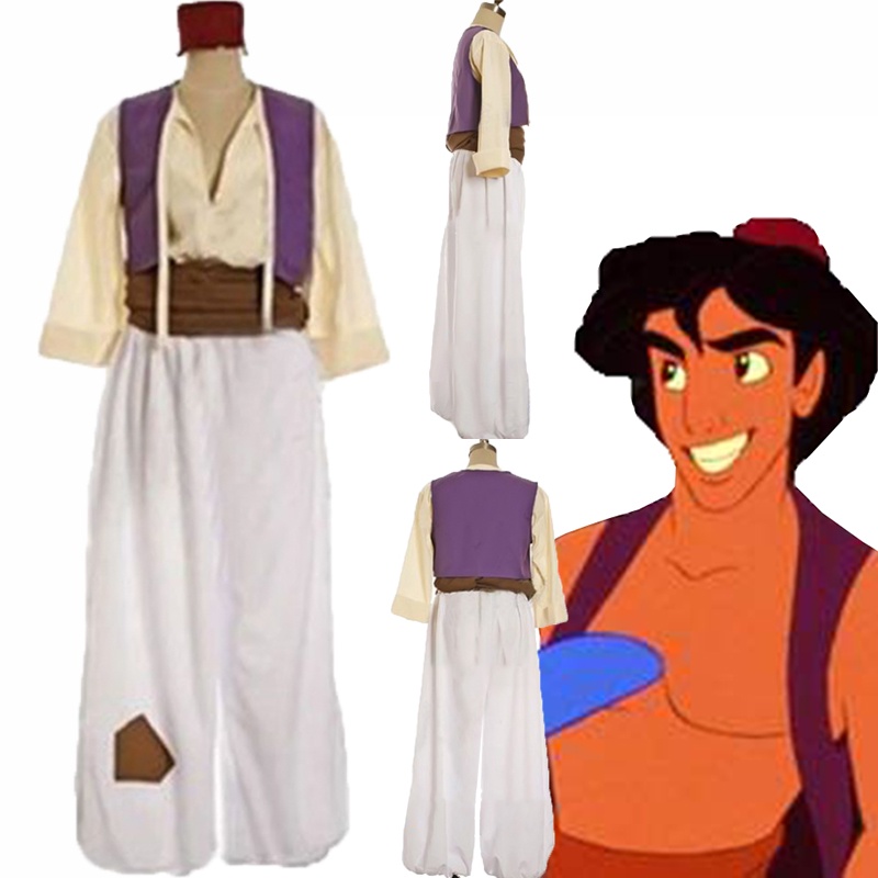 Trang phục Aladdin nam người lớn sống động hoàn chỉnh với phụ kiện thời trang và mũ