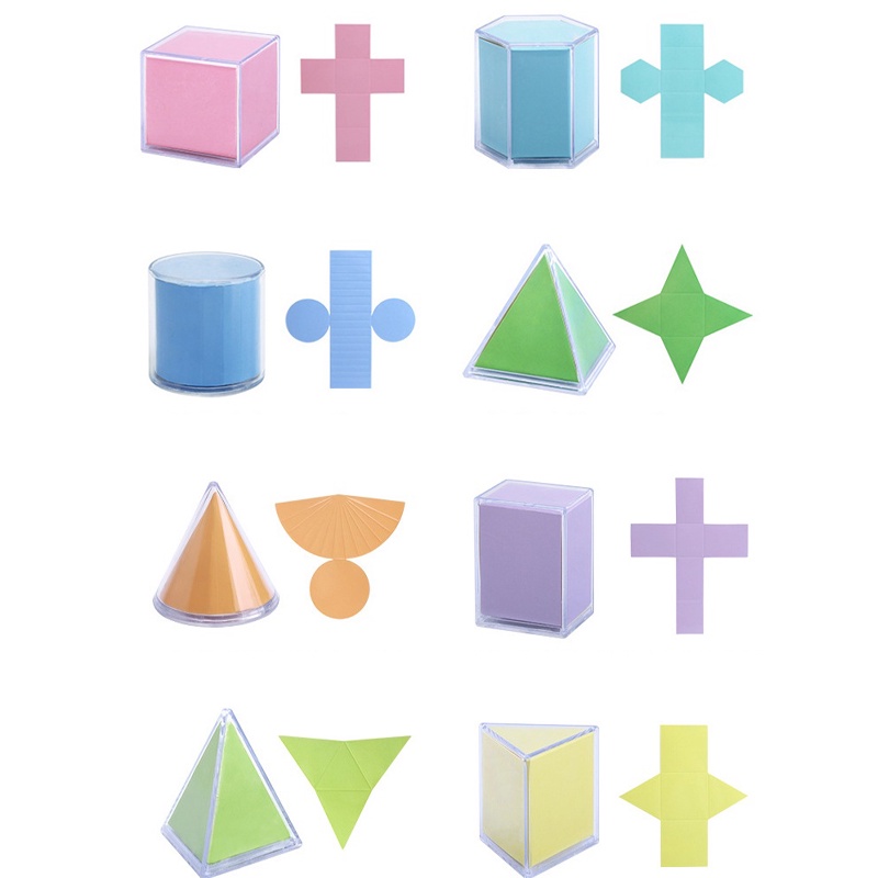 Set 8 Mô Hình Học 3D Bằng Nhựa Trong Suốt Cho Bé Học Toán