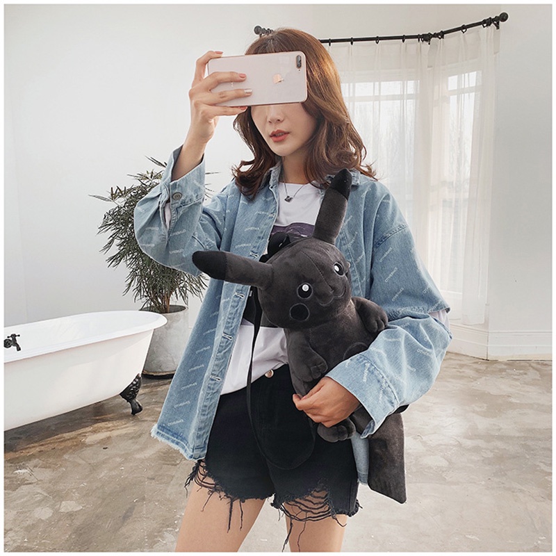 Ba Lô Học Sinh Màu Xám Hình pikachu Nhồi Bông Đáng Yêu