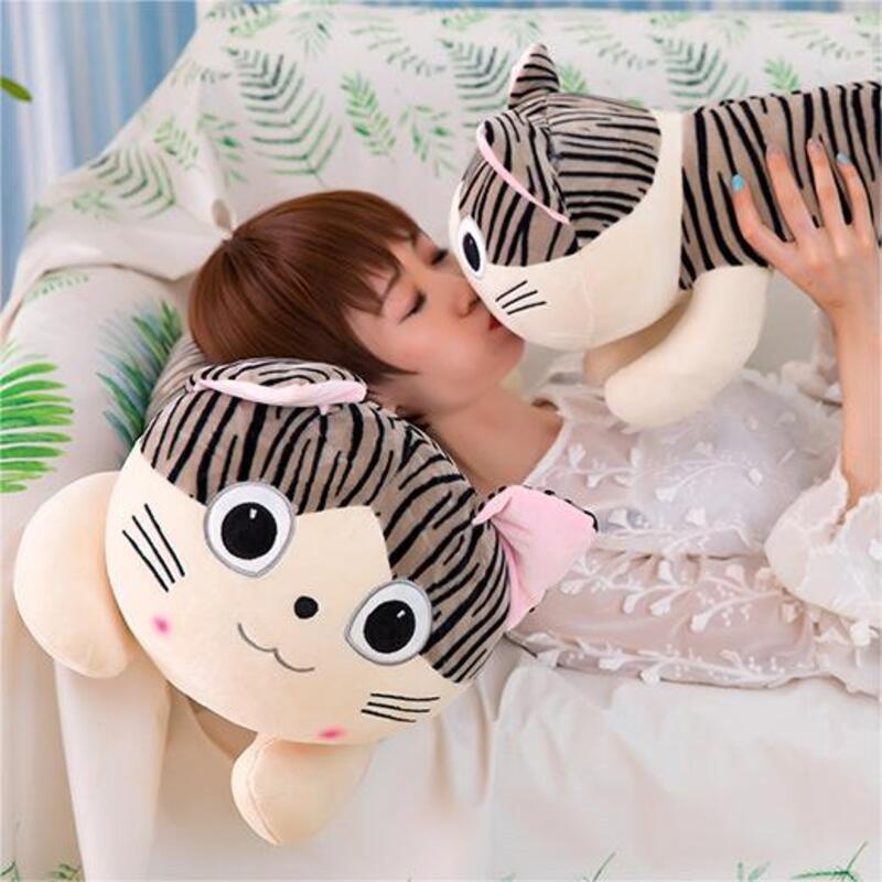Búp bê sang trọng màu xám mèo dễ thương cho bé gái, Bông Pp, Vải ngắn sang trọng, Có sẵn 4 kích cỡ khác nhau