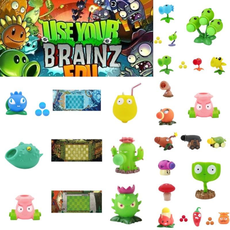 Zombie Vs Thực Vật Nhân Vật Hành Động Ô Liu Súng Máy Với Gelatin Mềm Tạp Chí Đậu Hà Lan Pháo Ngô Và