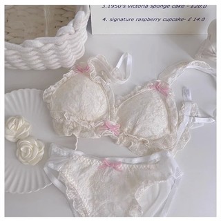 1 bộ ren nơ nữ áo ngực + quần lót sexy cô gái đáng yêu đồ lót thời trang nhật bản phong cách không dây nữ đẩy lên bralette đồ lót