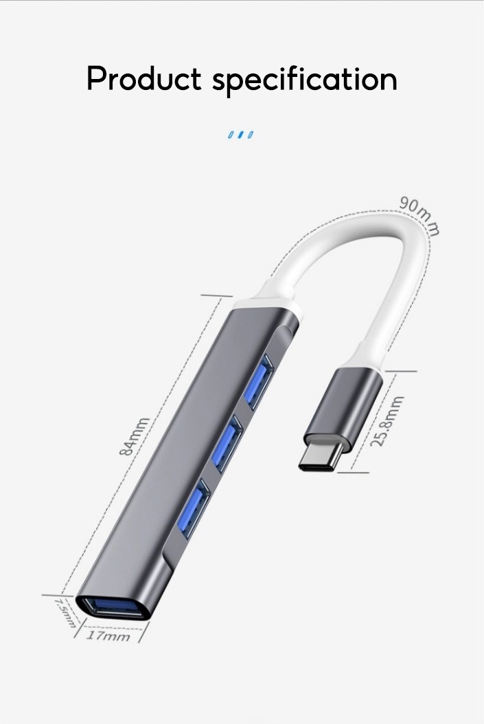 Mô tả Bộ chia 4 cổng TBTIC USB 3.0 Type c 4 trong 1 tốc độ cao cho máy tính - 9