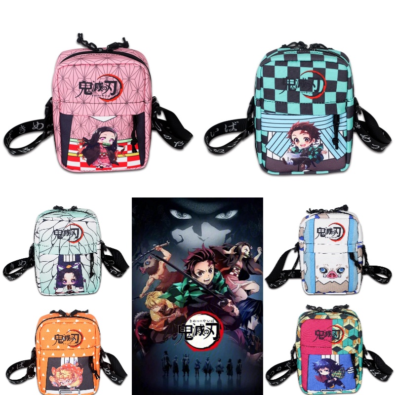 Túi Đeo Vai Unisex Cỡ Nhỏ In Hình Anime Demon Slayer Kamado Tanjirou Hashibira Inosuke