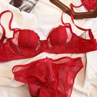 Bộ áo ngực phụ nữ áo ngực ren sexy nơ vòng thép đẩy lên cô gái đồ lót thoải mái chống chảy xệ dây mềm đồ lót nữ bralette