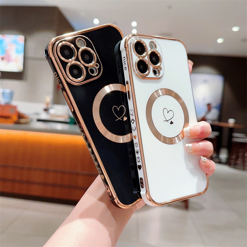 Ốp Điện Thoại Mạ Từ Tính Sang Trọng Cho iPhone 13 14 Pro Max 14 Plus