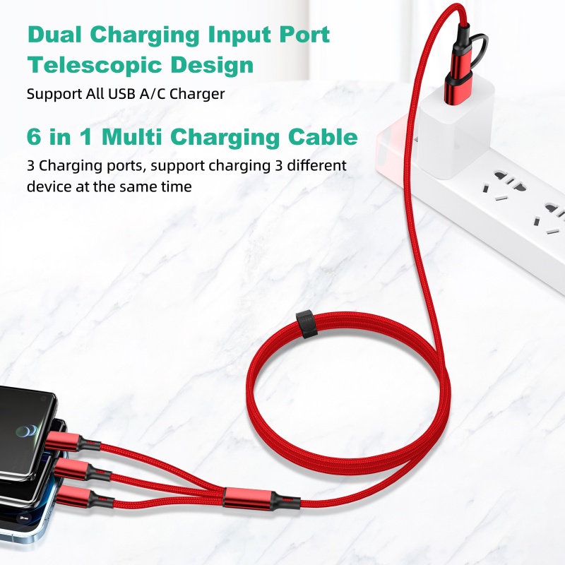 Mô tả Dây cáp sạc nhanh HDOORLINK 5 trong 1 3A USB A / C sang điện thoại Type-C / Micro USB / nhẹ thích hợp cho IOS Android - 2