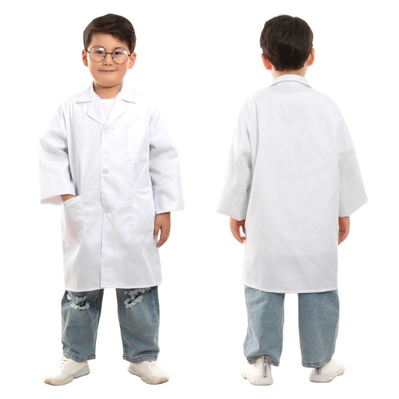 Trẻ Em Bác Sĩ Trang Phục Phòng Thí Nghiệm Áo Trắng Cosplay Đồng Phục Halloween Lạ Mắt Đảng Chống Đỡ