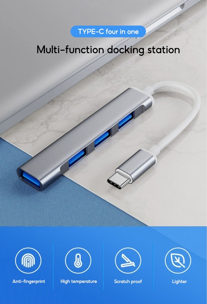 Mô tả Bộ chia 4 cổng TBTIC USB 3.0 Type c 4 trong 1 tốc độ cao cho máy tính - 1
