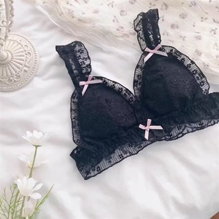 1 bộ ren nơ nữ áo ngực + quần lót sexy cô gái đáng yêu đồ lót thời trang nhật bản phong cách không dây nữ đẩy lên bralette đồ lót