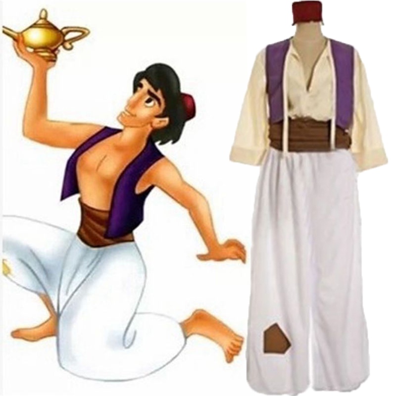 Trang phục Aladdin nam người lớn sống động hoàn chỉnh với phụ kiện thời trang và mũ