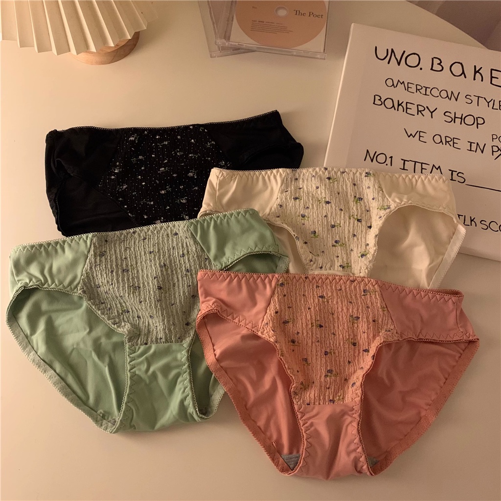 Áo Ngực Không Gọng 3 / 4 Cup Nâng Ngực Không Đường May Dây Chéo Lưng Họa Tiết Hoa Xinh Xắn Cho Bạn Gái