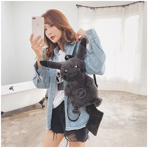 Ba Lô Học Sinh Màu Xám Hình pikachu Nhồi Bông Đáng Yêu