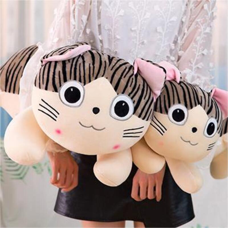 Búp bê sang trọng màu xám mèo dễ thương cho bé gái, Bông Pp, Vải ngắn sang trọng, Có sẵn 4 kích cỡ khác nhau