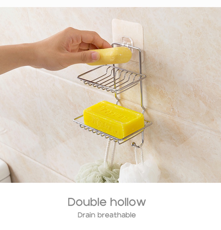 Mô tả Khay Đựng Xà Phòng Hai Tầng Bằng Thép Không Gỉ Giá Đỡ kệ góc nhà tắm - 2