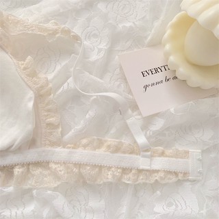 Bộ áo ngực phong cách nhật bản áo ngực ren cô gái trẻ đáng yêu + quần lót nơ sexy phụ nữ đồ lót thoải mái không dây đẩy lên đồ lót nữ bralette