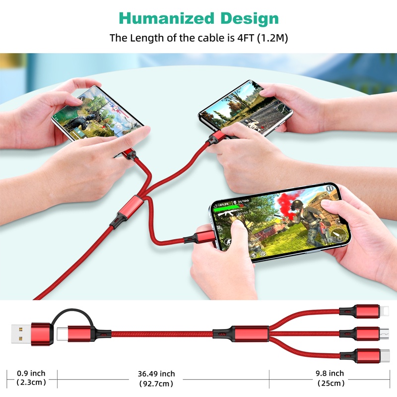 Mô tả Dây cáp sạc nhanh HDOORLINK 5 trong 1 3A USB A / C sang điện thoại Type-C / Micro USB / nhẹ thích hợp cho IOS Android - 6