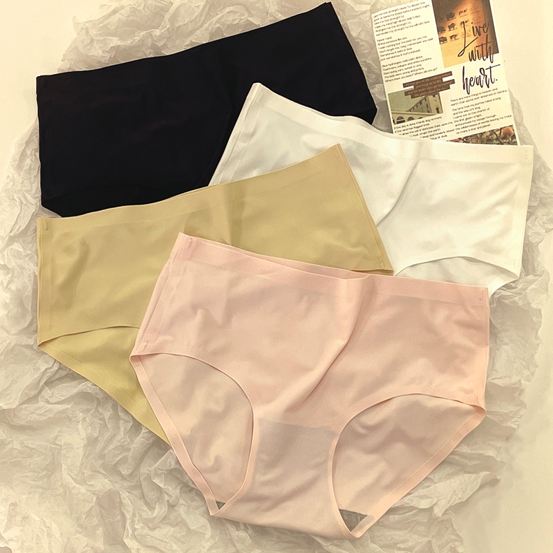 Quần lót liền mạch vải ice silk nữ, đáy quần thoải mái, kiểu giữa eo, đồ lót