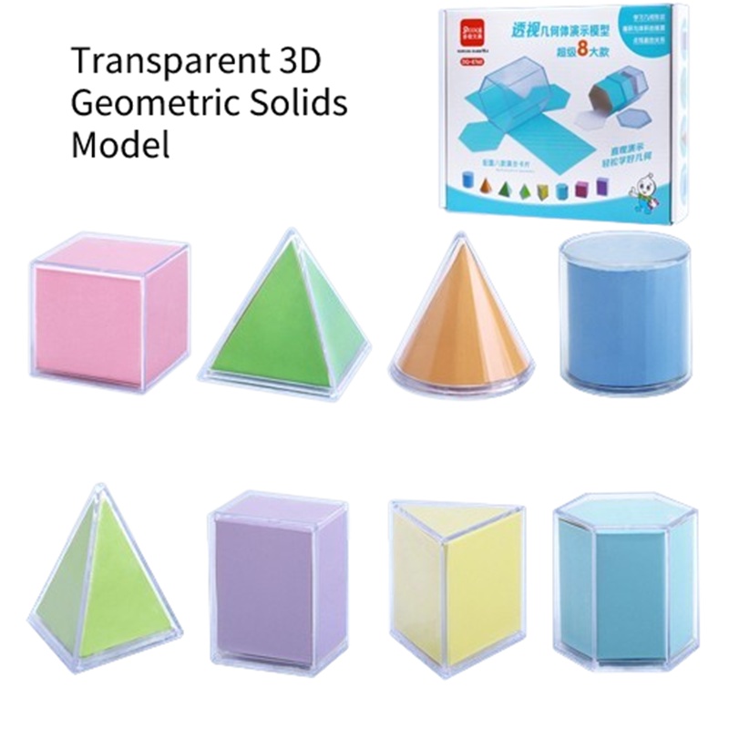 Set 8 Mô Hình Học 3D Bằng Nhựa Trong Suốt Cho Bé Học Toán
