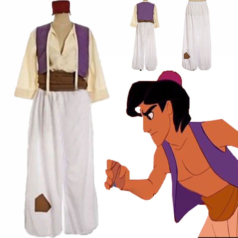 Trang phục Aladdin nam người lớn sống động hoàn chỉnh với phụ kiện thời trang và mũ