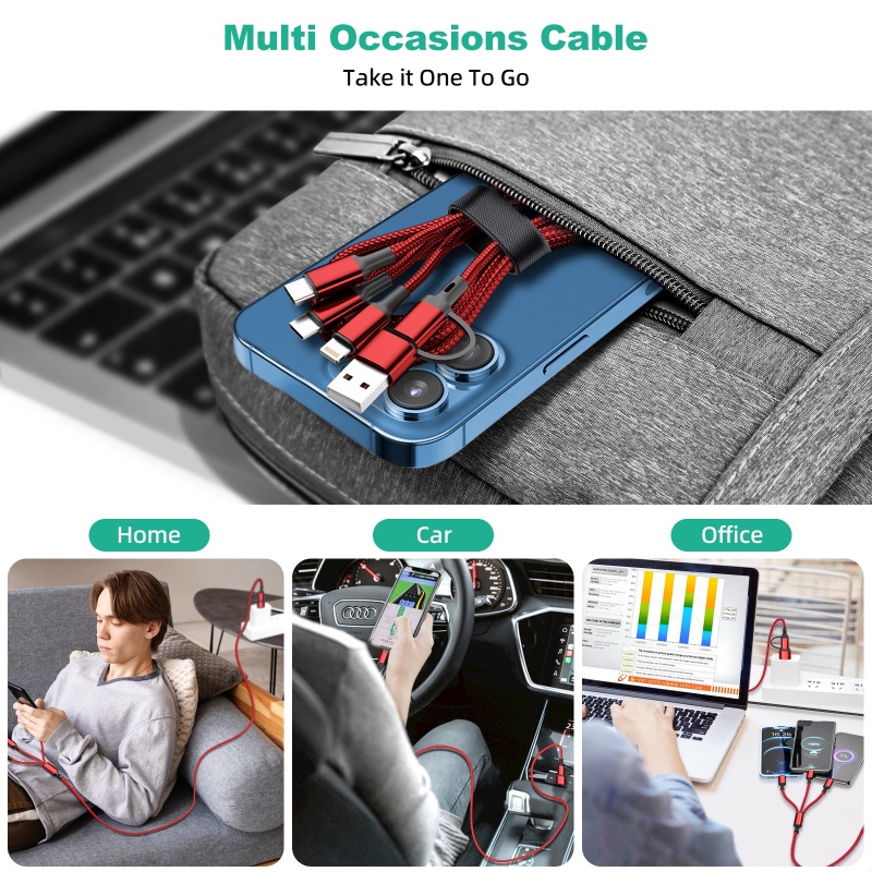 Mô tả Dây cáp sạc nhanh HDOORLINK 5 trong 1 3A USB A / C sang điện thoại Type-C / Micro USB / nhẹ thích hợp cho IOS Android - 7
