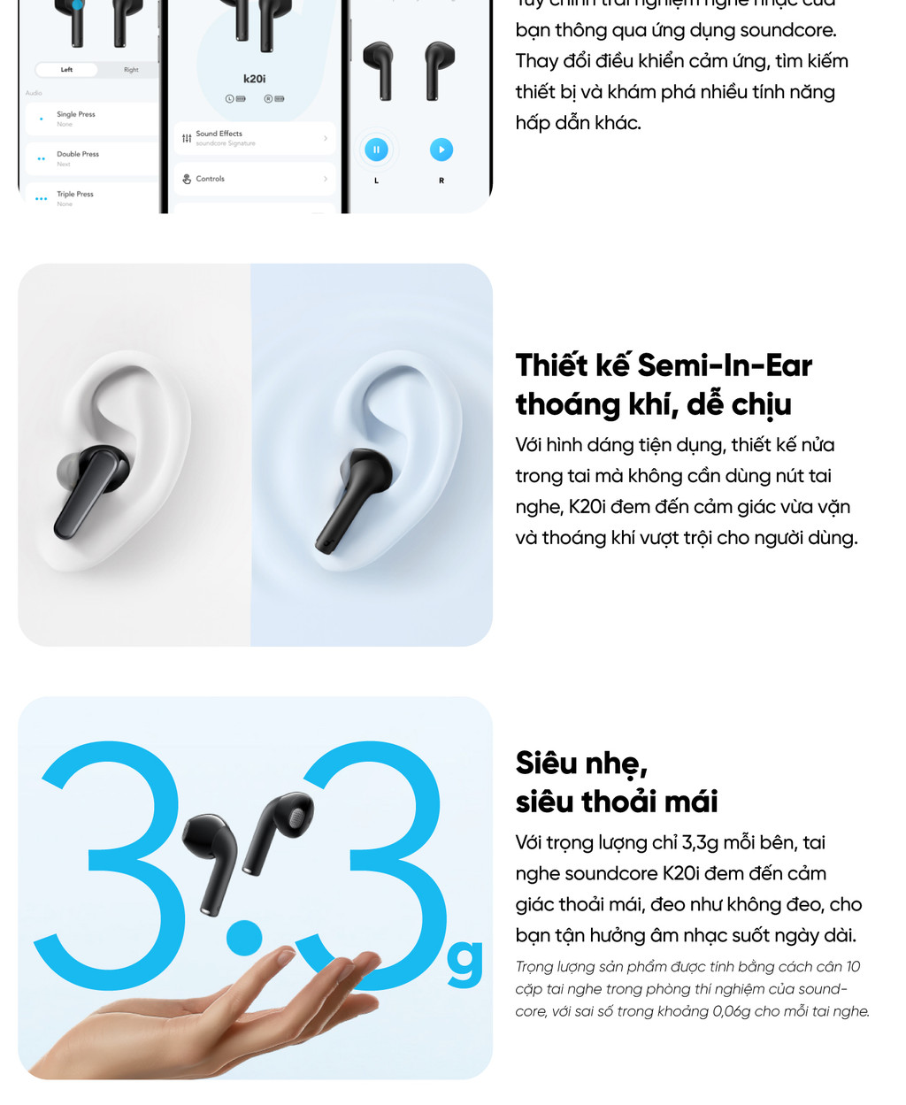 Tai nghe bluetooth Semi In-Ear Soundcore K20i | Siêu gọn nhẹ | Chống ...