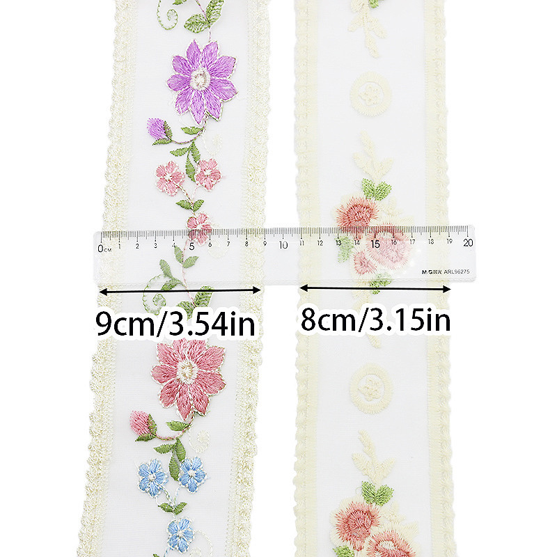 Vải hoa hồng thêu ren 8-9cm, phù hợp may quần áo và làm rèm cửa, style retro Pháp (2 Yard/gói) | BigBuy360 - bigbuy360.vn
