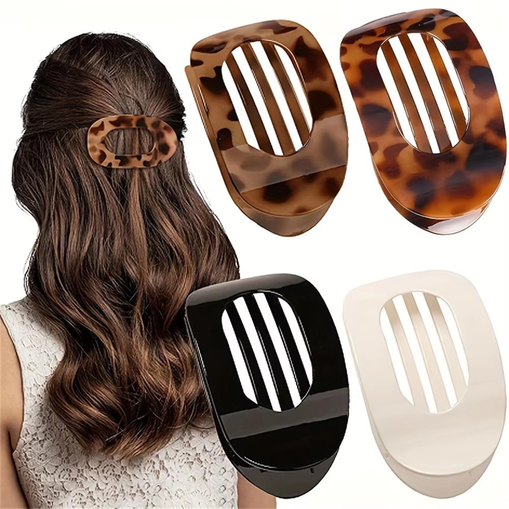 4 cái/bộ kẹp tóc mờ acrylic tròn mỏ vịt mới, thời trang màu trơn - phụ kiện tóc nữ