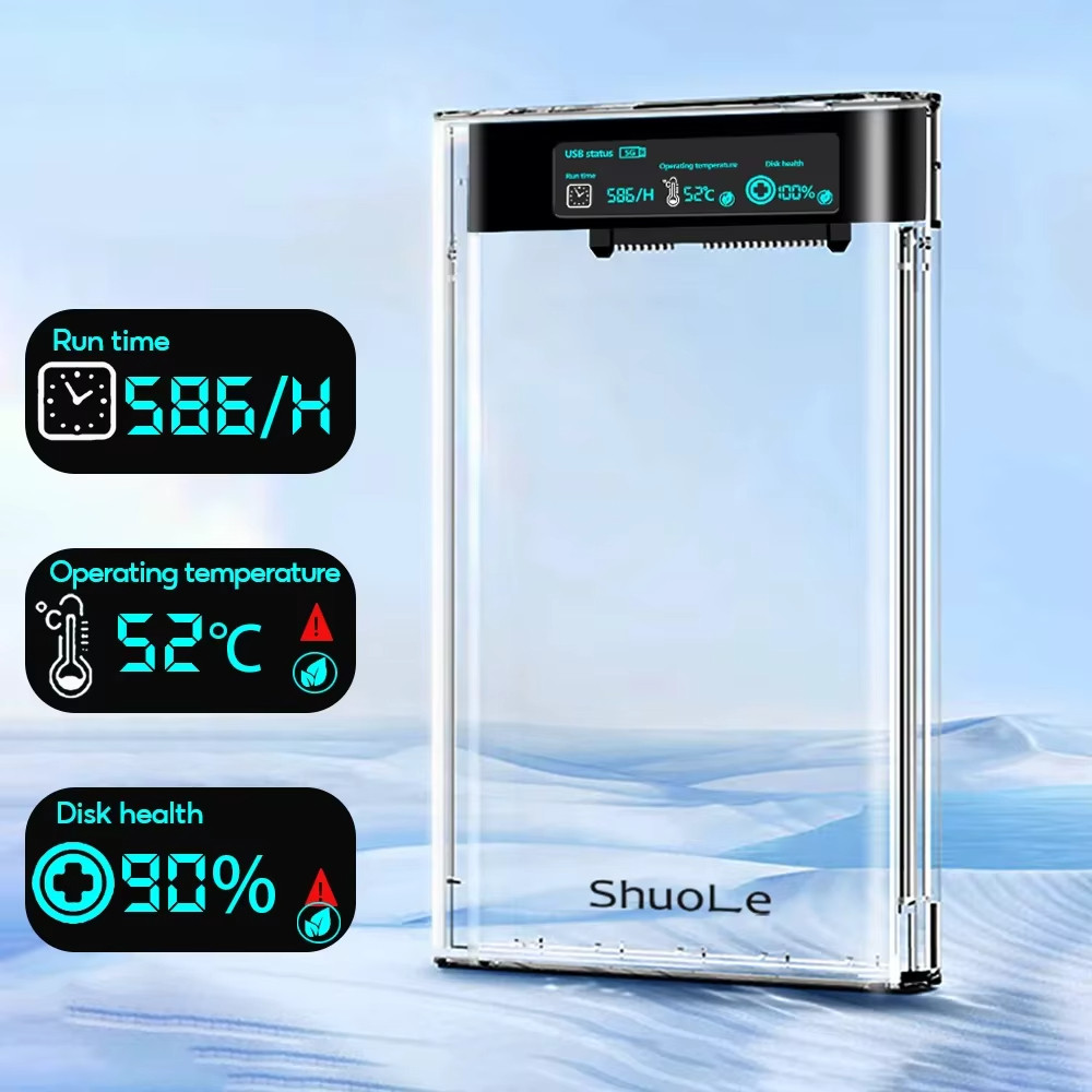 Hộp đựng ổ cứng gắn ngoài USB 5Gbps 2,5 Inch Hộp đựng ổ cứng trong suốt Vỏ ổ cứng SATA HDD SSD Hộp đựng máy tính xách tay