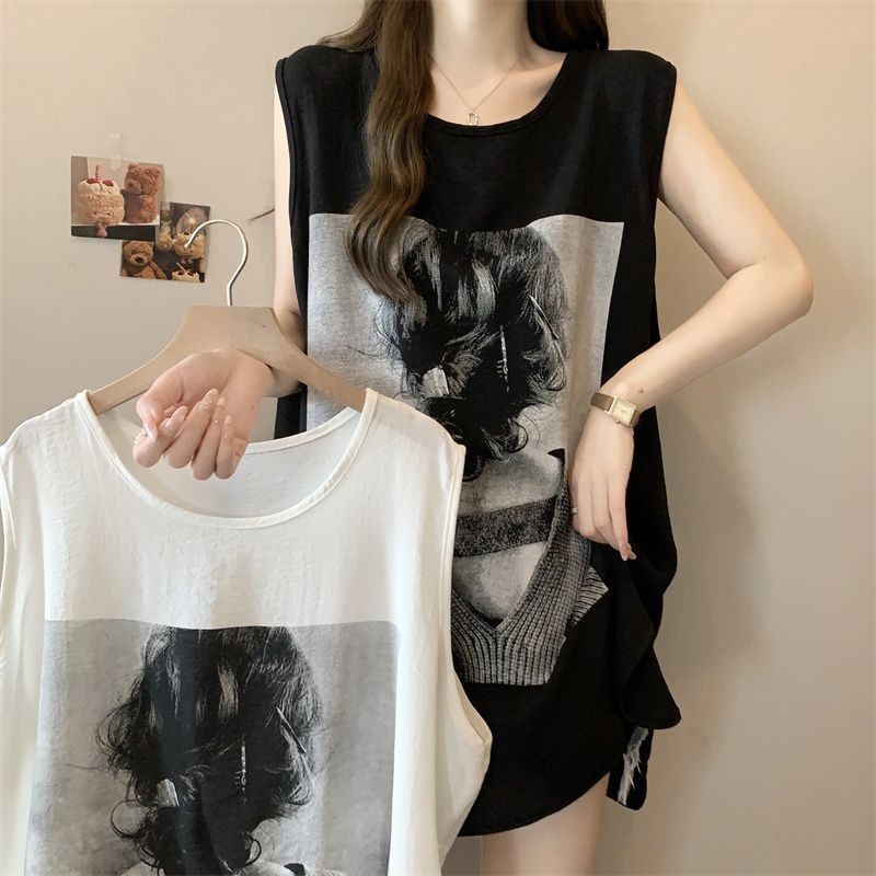 Áo vest nữ size lớn phong cách châu Âu - Mỹ, in hình đẹp, phù hợp mặc bên trong mùa hè