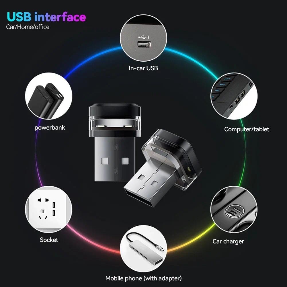 2 Chiếc Ô Tô Usb Không Khí Đèn Cắm Và Chạy Đa Năng Led Không Khí Đèn Tín Hiệu Đèn Đọc Sách Ô Tô Dải Trang Trí